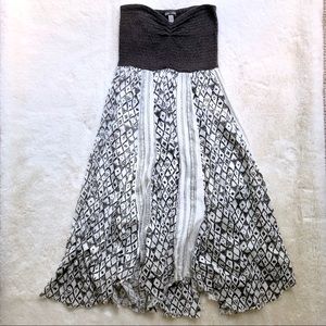 Billabong Cream & Brown Strapless Midi Dress